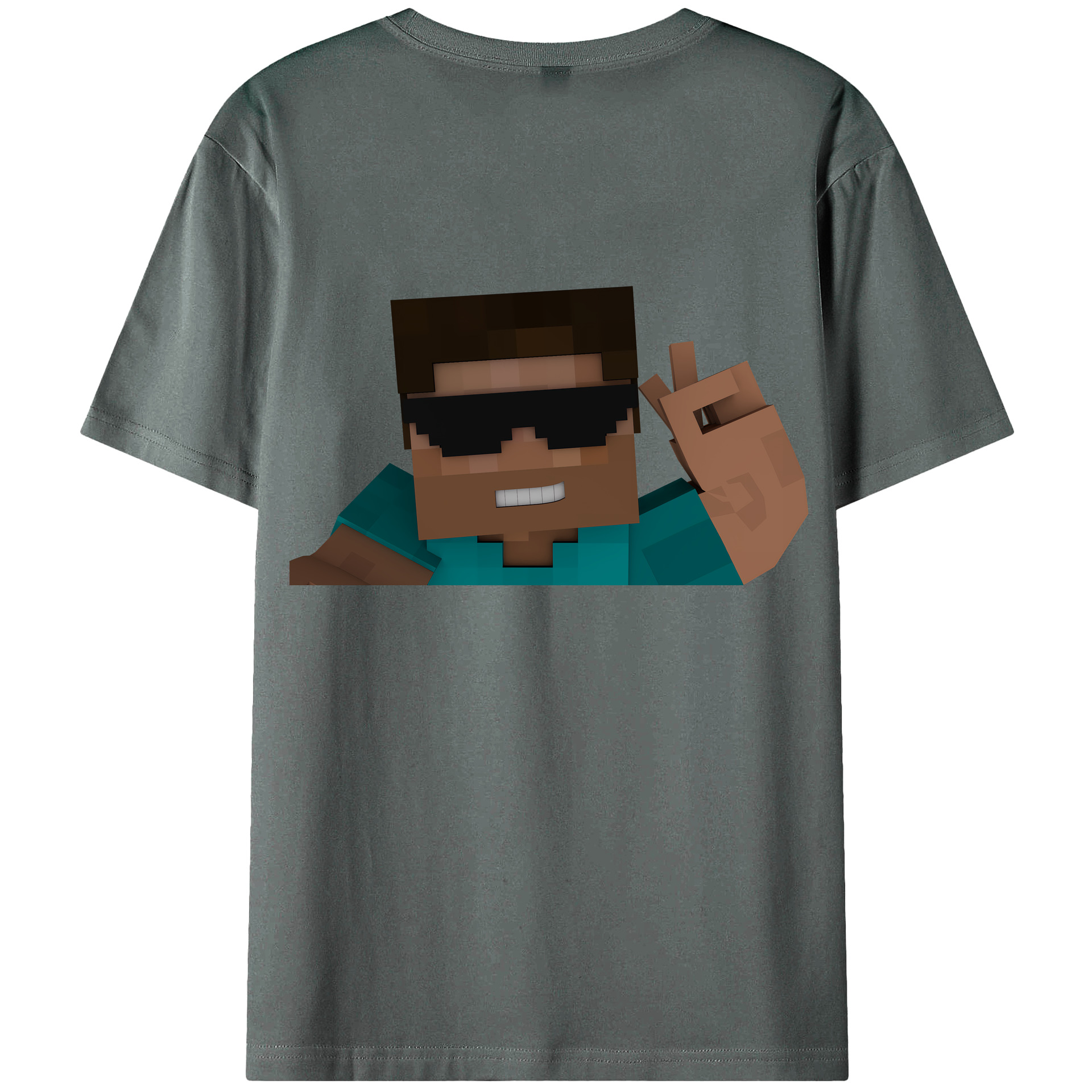 （画像用） マインクラフト ブロックの世界 Minecraft MC Block world 綿100％ メンズ半袖Tシャツ（バックプリント） 通気性